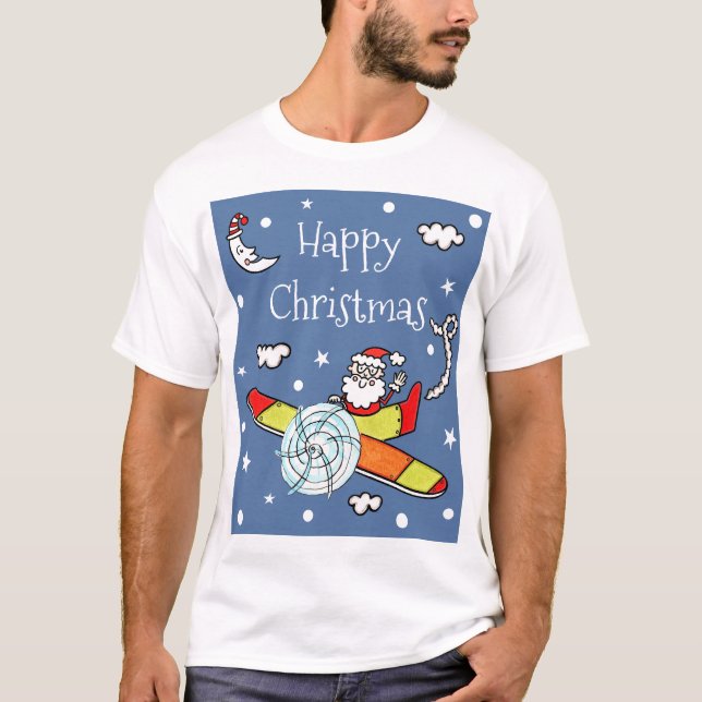 Camiseta Avião Pai Natal Personalizado Papai Noel (Frente)