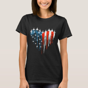Camiseta Avião Red White Blue American Flag 4th Of