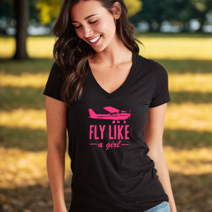 Camiseta Avião Rosa Fofo Voa Como Uma Garota Roupa Feminina