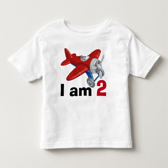 Camiseta Avião Vermelho e Azul, Aniversário, 2 anos (Frente)