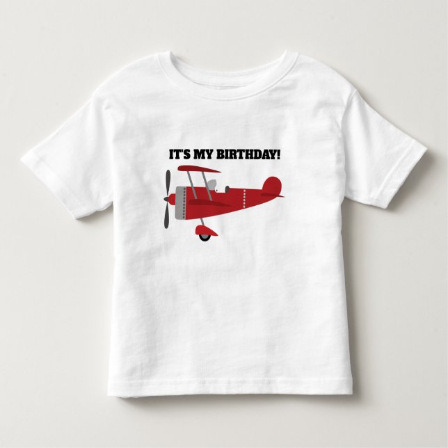 Camiseta Avião Vermelho... é meu aniversário personalizado (Frente)