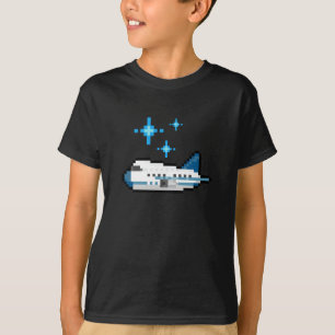 Camiseta Avião Voando no Céu, Fofo, Pixel Art Legal