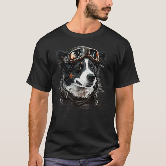 Camiseta Aviation Border Collie Airplane Pilot on Border Co (Frente)