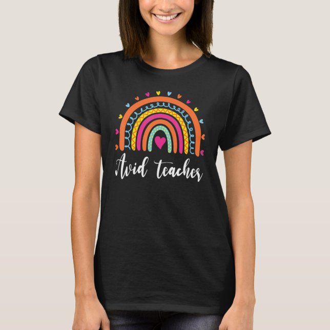 Camiseta AVID Professor Boho Rainbow De Volta À Escola Appr (Frente)