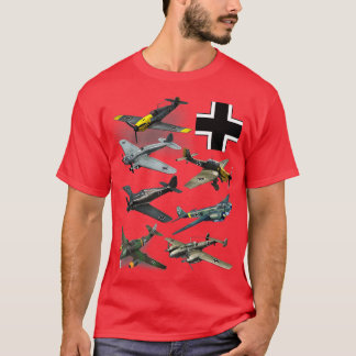 Camiseta Aviões de guerra alemães WW2 JU87 Stuka Bf 109 ME 