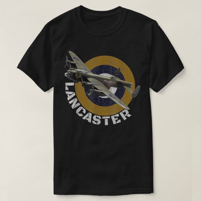 Camiseta Aviões de Guerra Britânicos WW2 Lancaster - Avião  (Frente do Design)