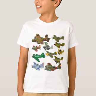 Camiseta Aviões militares retrô de desenho animado