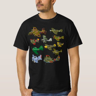 Camiseta Aviões militares retrô de desenho animado