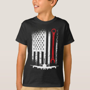 Camiseta Aviões-piloto de aviões mecânicos de bandeira
