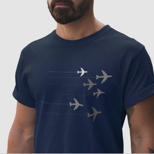 Camiseta aviões voadores, gráfico azul