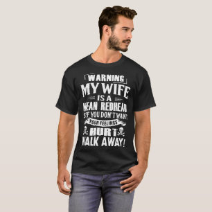 Camiseta avisar minha esposa é uma ruiva má, então se vo