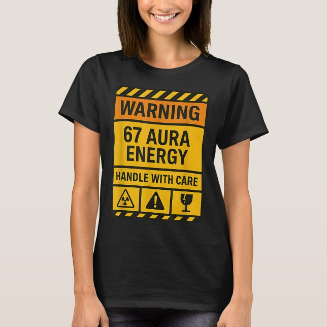 Camiseta Aviso 67 Aura Energy Manuseie Com Cuidado Sigma Si (Frente)