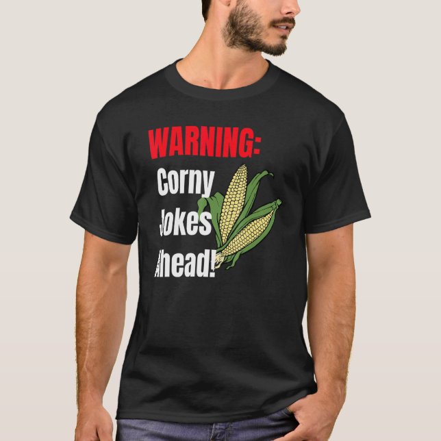 Camiseta Aviso à Frente sobre Piadas Corny (Frente)
