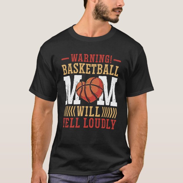 Camiseta Aviso ao Basquete Mamãe Gritará Loucamente (Frente)