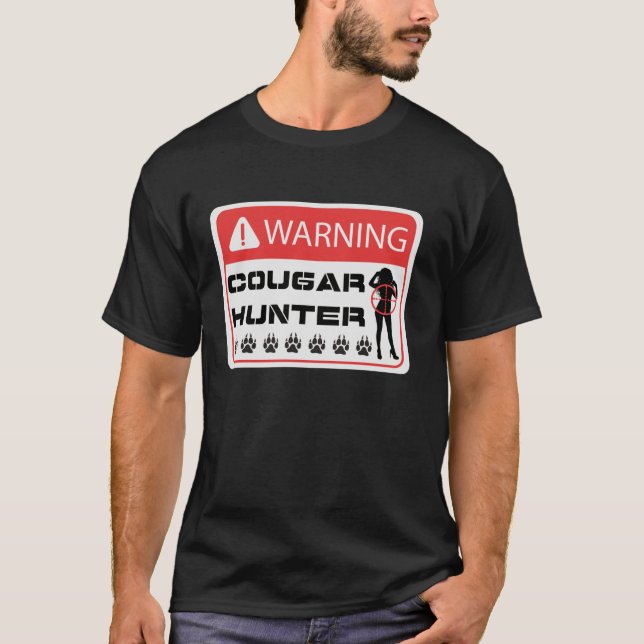 Camiseta Aviso Caçador de Caçadores de Caçador Sinal Engraç (Frente)