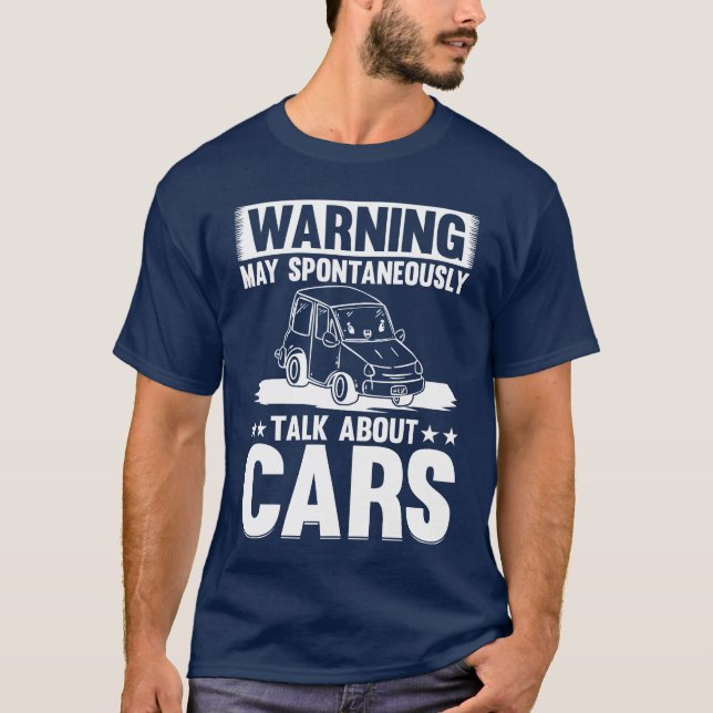 Camiseta Aviso de Amante de Carros Pode Falar Espontaneamen (Frente)
