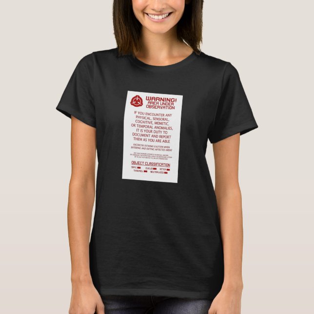 Camiseta Aviso de Classe de Objeto Scp Foundation (Frente)