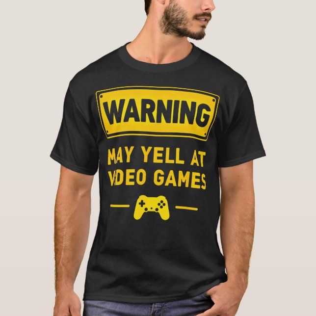 Camiseta Aviso de Nerd de Jogos Pode Gritar Com Jogos de Ví (Frente)