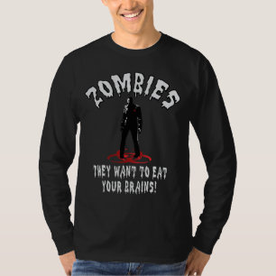 Camiseta Aviso de Zumbi Eles Querem Comer Seu Cérebro Engra