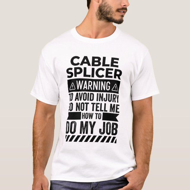Camiseta Aviso do Splicer do Cabo (Frente)