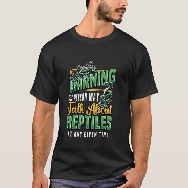 Camiseta Aviso Fale Sobre Répteis Qualquer Hora Lagarto Rép (Frente)