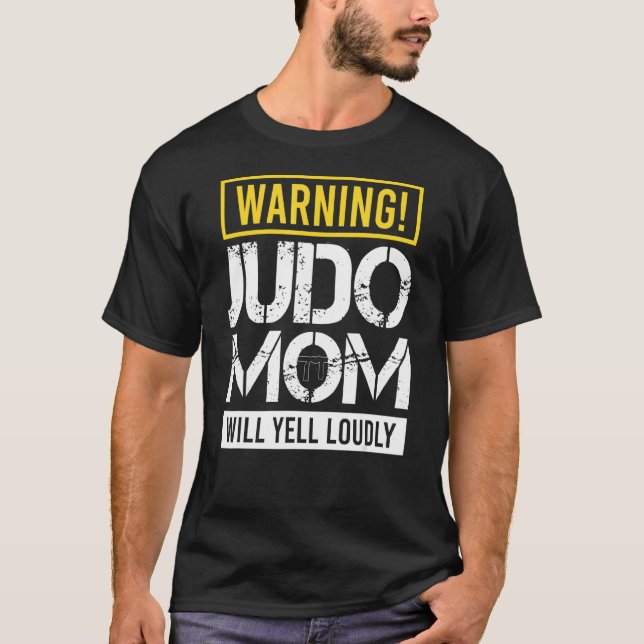 Camiseta Aviso Judo Mãe Gritará Loucamente Ninja (Frente)