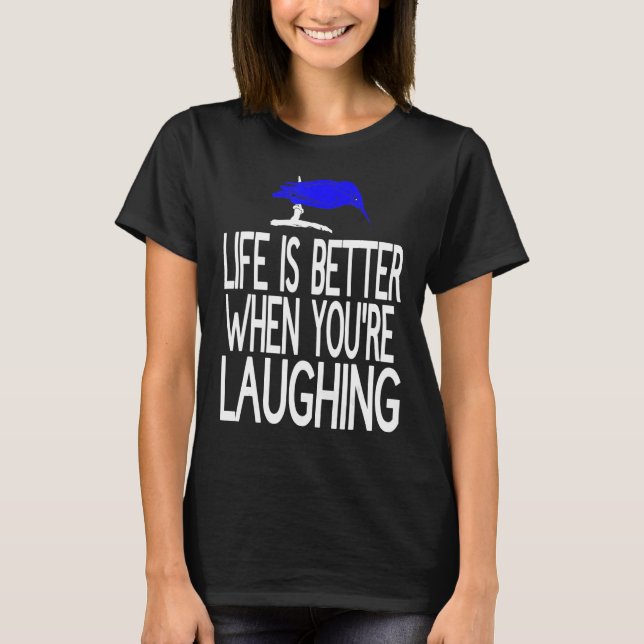 Camiseta Aviso Kookaburra pode rir espontaneamente (Frente)