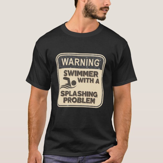 Camiseta Aviso: nadador com um problema de salto (Frente)
