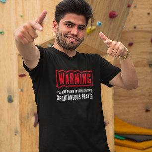 Camiseta Aviso Oração Espontânea Engraçado Cristão Unisexo