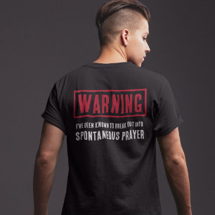 Camiseta Aviso Oração Espontânea Engraçado Unisex Cristão