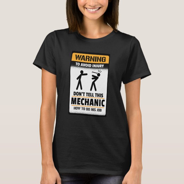Camiseta Aviso para evitar ferimentos Não conte a este meca (Frente)