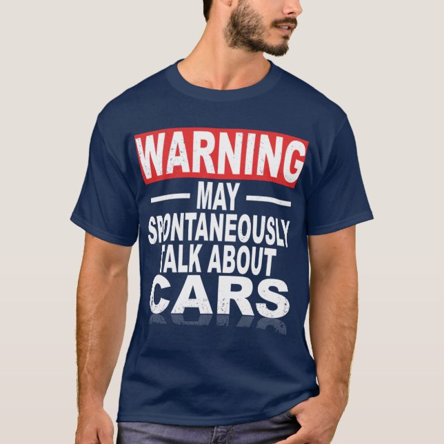 Camiseta Aviso Pode Falar Espontaneamente Sobre Carros dive (Frente)