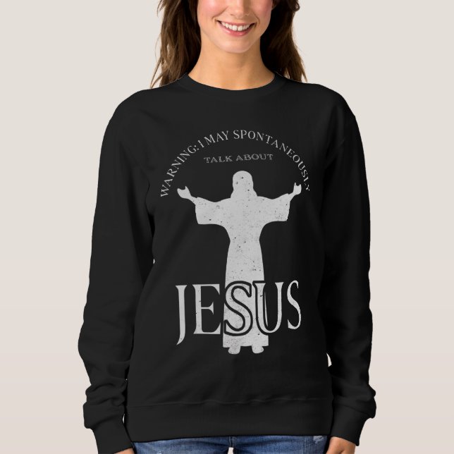 Camiseta Aviso Que Posso Falar Espontaneamente Sobre Jesus  (Frente)