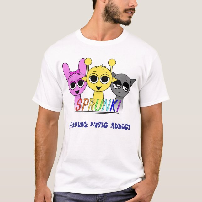 Camiseta Aviso Sprunki: Des Gráficos Divertidos De Viciados (Frente)