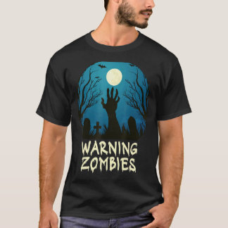 Camiseta Aviso Zombie Moonlit Graveyard - Crianças Assustad