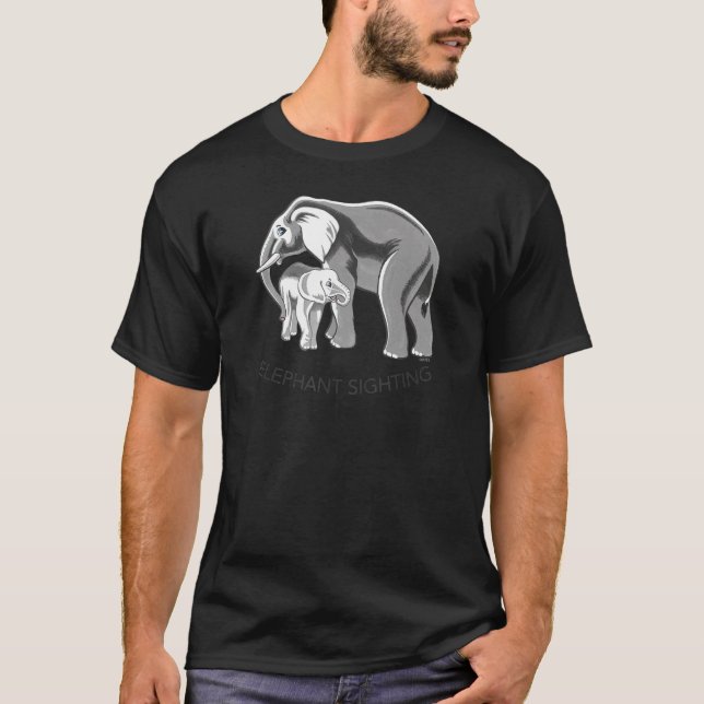 Camiseta Avistamento de Elefante Ilustrado à Mão (Frente)