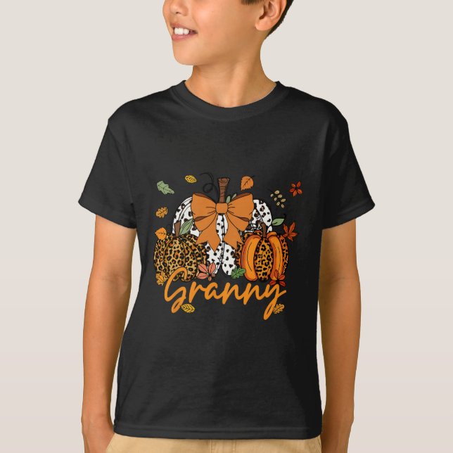 Camiseta Avó Ação de Graças Leopard Pumpkin Arco M (Frente)