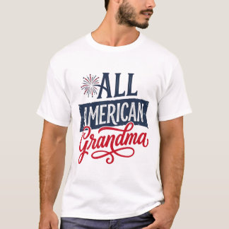 Camiseta Avó Americana Design Patriótico de Fogos de Artifí