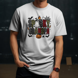 Camiseta Avô Assustador de Halloween Camuflado Xadrez Mis
