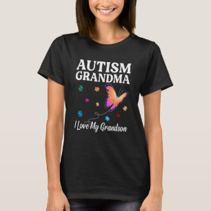 Camiseta Avó Autismo Borboleta Eu Amo Meu Neto Autismo