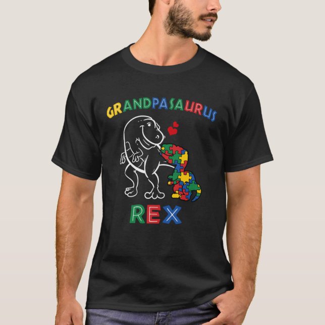 Camiseta Avó Autismo Sensibilização Vovô Dinossauro Gr (Frente)