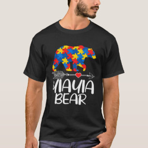 Camiseta Avô Autismo Urso Apoio Conscientização do Autismo