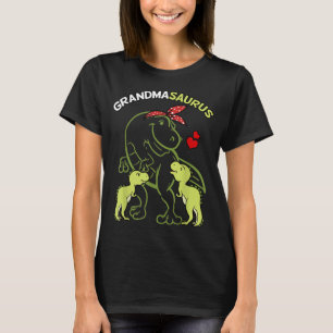 Camiseta Avô Avó 2 Crianças Dia de as mães Dinossauro