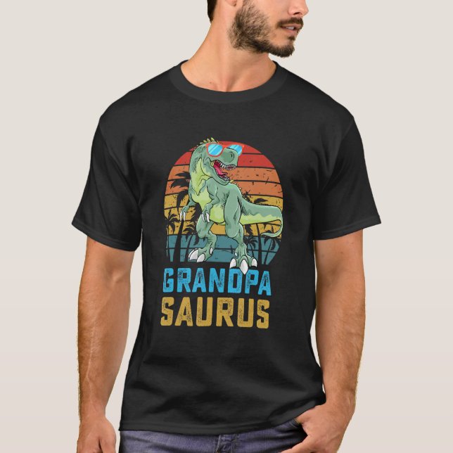 Camiseta Avô, Avô, família Saurus, Dinossauro Rex Dinossaur (Frente)