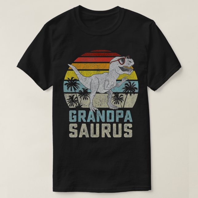 Camiseta Avô, Avô, família Saurus, Dinossauro Rex Dinossaur (Frente do Design)