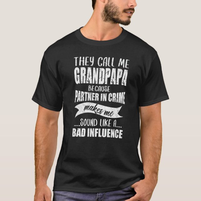 Camiseta Avô  Avô Parceiro no Crime Avós (Frente)