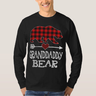 Camiseta Avô Bear Natal Pajama Xadrez Vermelha Buffalo