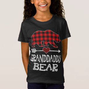 Camiseta Avô Bear Natal Pajama Xadrez Vermelha Buffalo