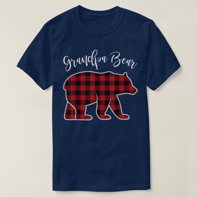 Camiseta Avô Bear Pajama Red Buffalo Xmas Família Engraçada (Frente do Design)