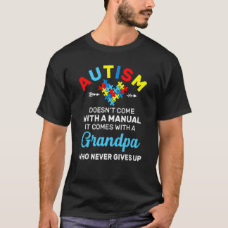 Camiseta Avô com Autismo Que Nunca Desiste da Conscientizaç